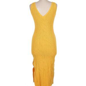 HOUSE OF HARLOW 1960 Sleeveless Rib Knit Deep V-Neck Dress S-Sunflower